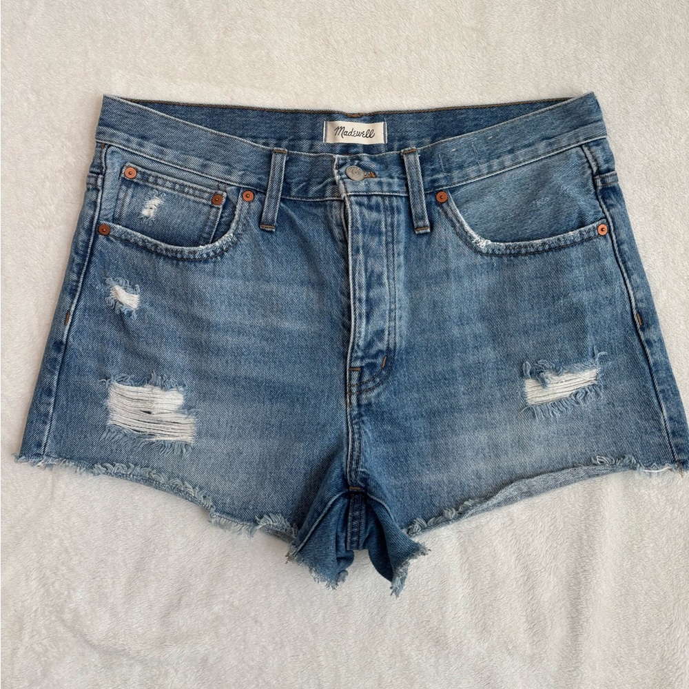 Madewell Denim Blue Distressed Women Shorts